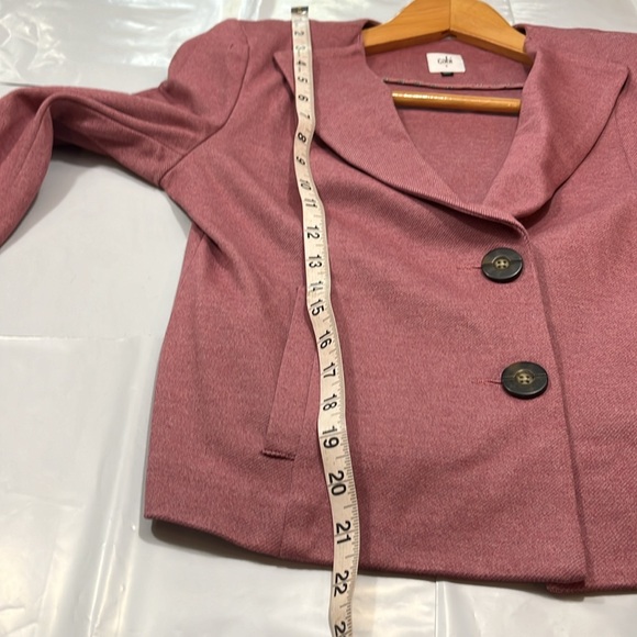 CAbi BEIGE salmon RAYON knit business office Blazer Jacket 5 button cuffs Size 4 - Picture 8 of 14